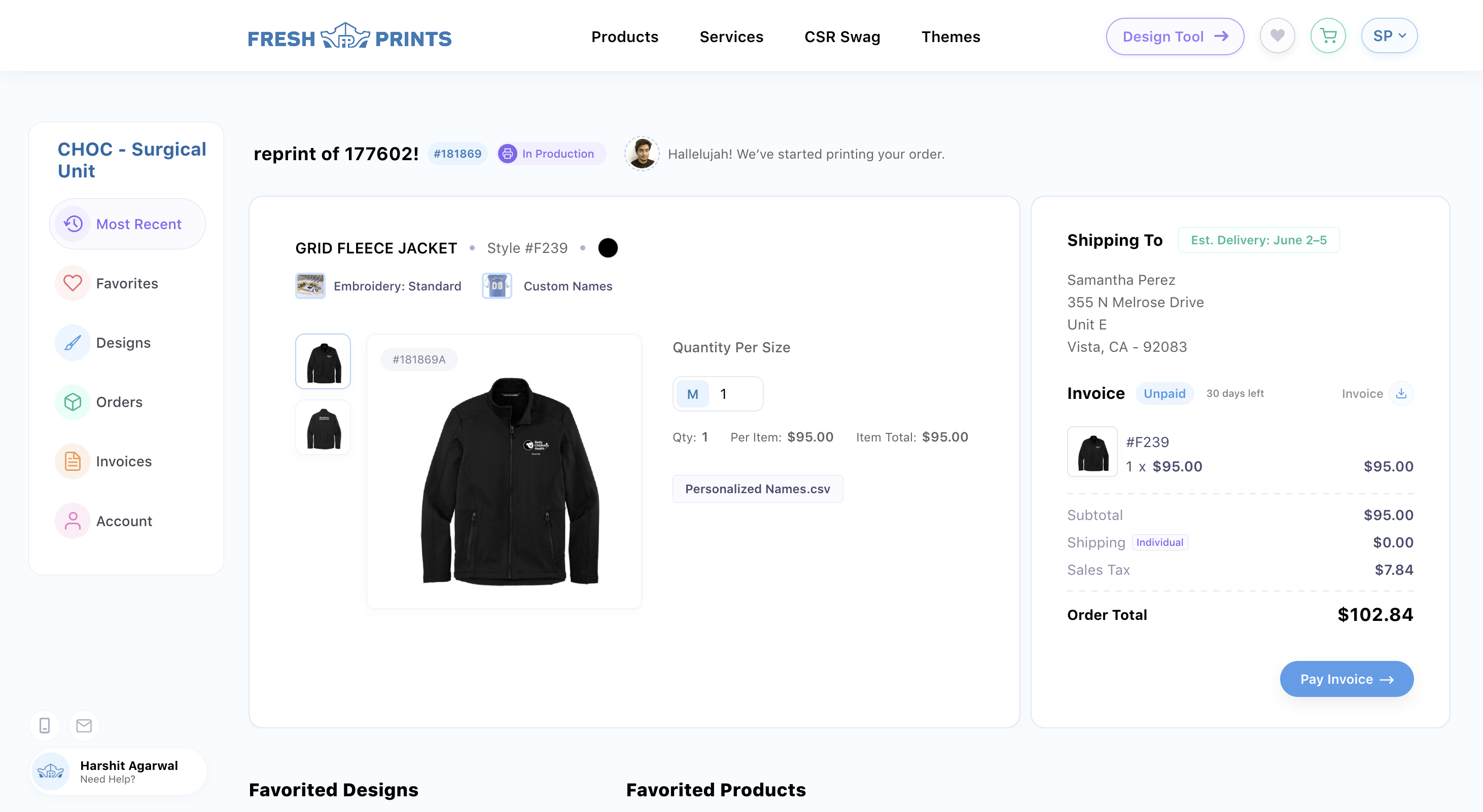 Merch HQ dashboard